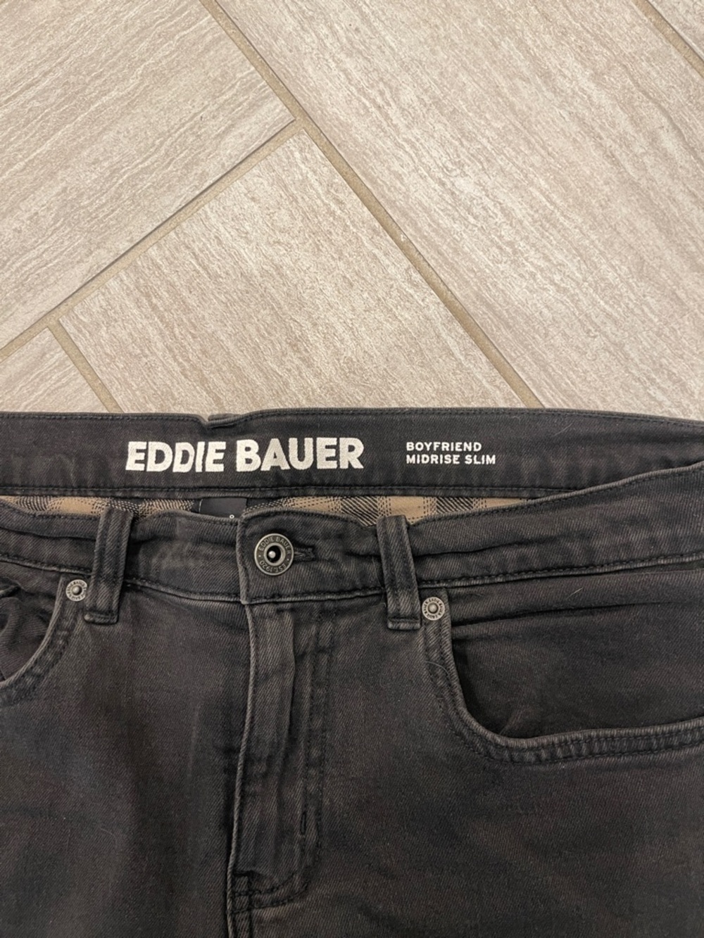 Eddie Bauer Boyfriend Flannel Lined Black Jeans - Picture 2 of 5